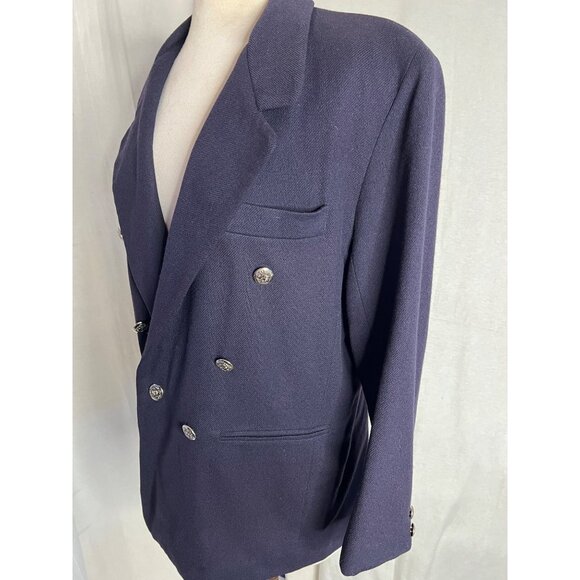 Dumas petite double breast Blazer 12 P Wool USA Corp Core Goth Office - Picture 9 of 16